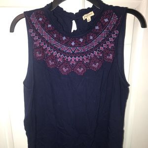 Navy high neck tank top